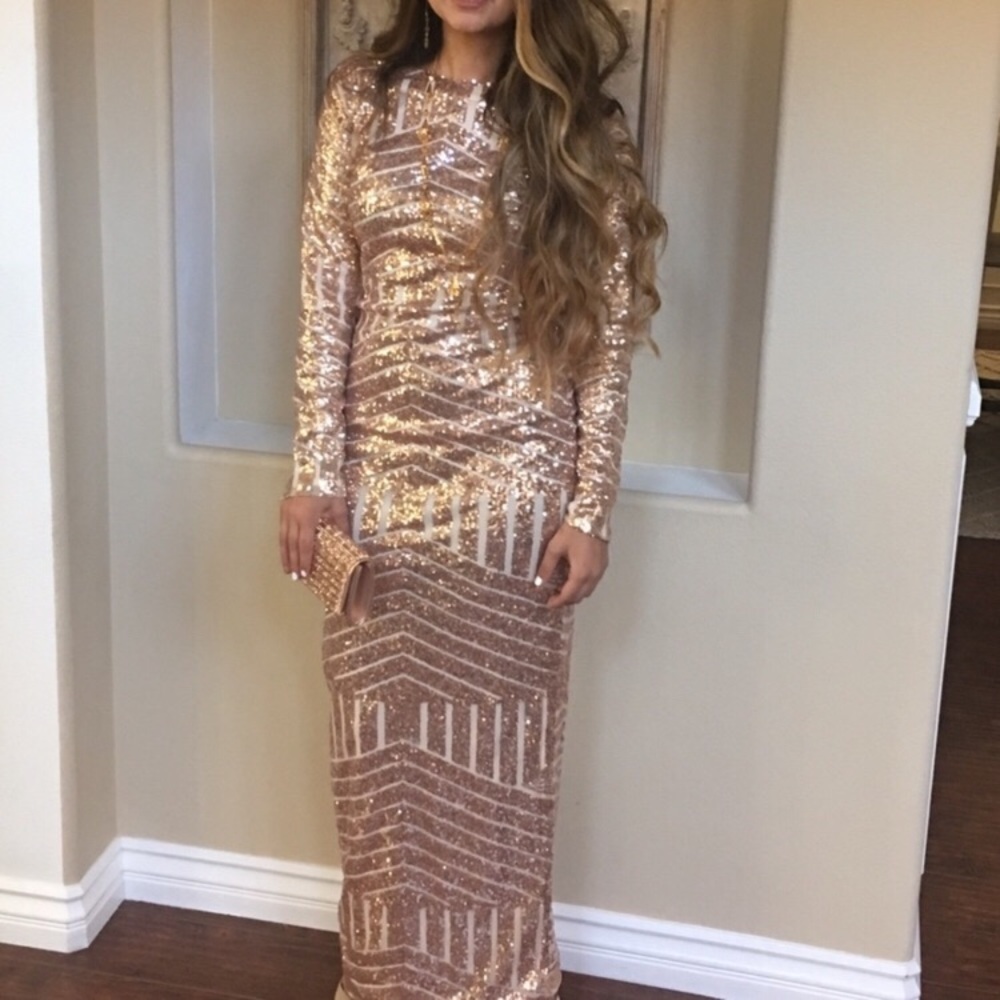 Gold Sequin Dress modest